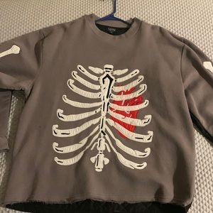 BoohooMAN skeleton Cropped (quilted back) crewneck sweatshirt